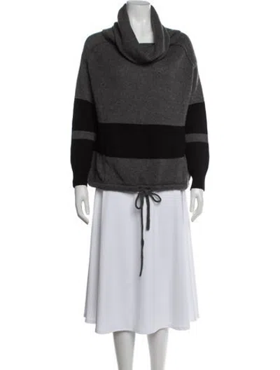 Pre-owned 360 Sweater Cashmere Striped Sweater In Grey