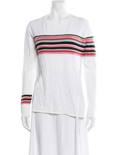 Pre-owned 360 Sweater Striped Crew Neck Sweater In White