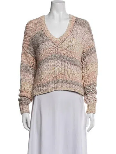 Pre-owned 360 Sweater Striped V-neck Sweater In Multicolor