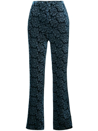 Maison Margiela Floral Embroidered Trousers In Blue