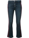 Veronica Beard Carolyn Tuxedo Stripe Baby Boot Crop Jeans In Midnight Fray/ Red