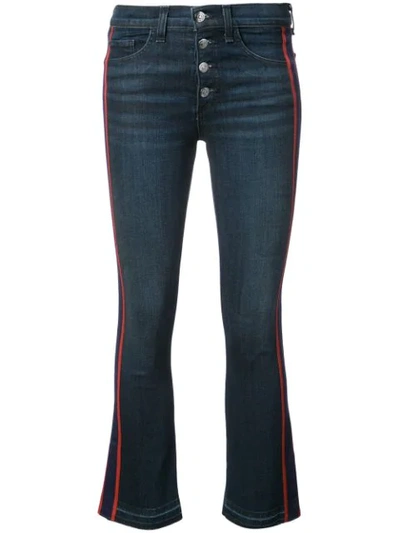 Veronica Beard Carolyn Tuxedo Stripe Baby Boot Crop Jeans In Midnight Fray/ Red