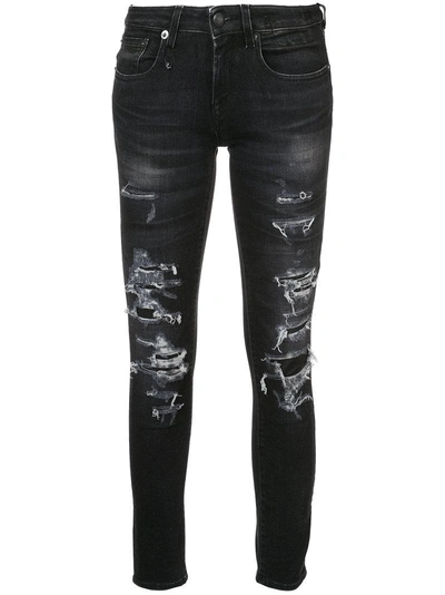 R13 Distressed Skinny Jeans - Black
