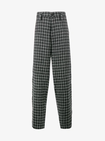 Marni Wool Checked Wide Leg Trousers In Grey