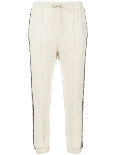 Gucci Crystal Techno Jersey Track Pants In Neutrals