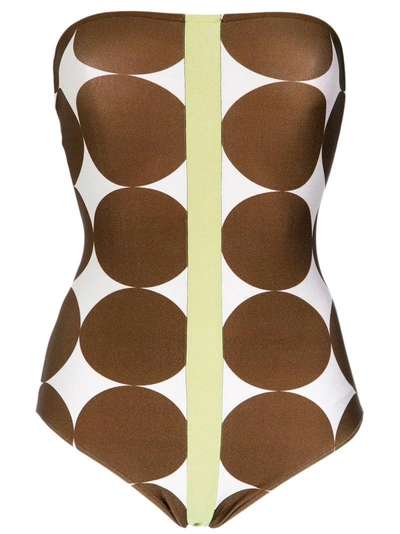 Adriana Degreas Printed Bandeau Swimsuit In White