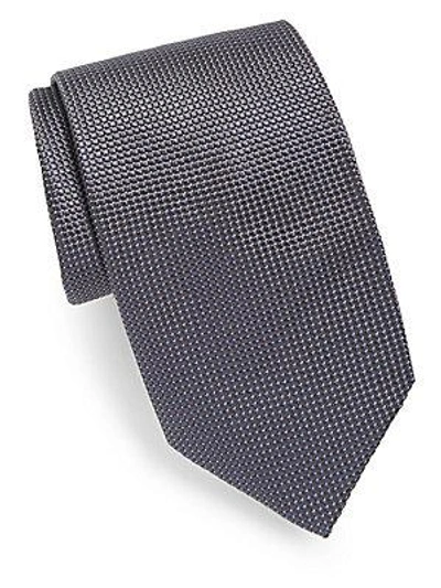 Brioni Pin Dot Silk Tie In Grey Navy