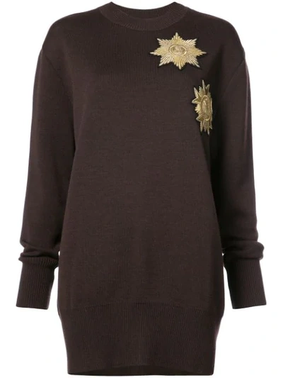 Vera Wang Metallic Patches Loose-fit Jumper In Brown