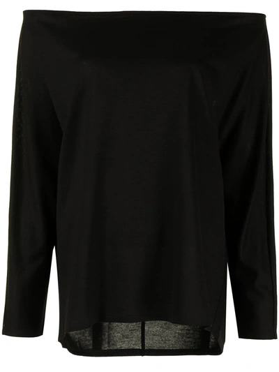 Goodious Off-shoulder Long-sleeved T-shirt In Black
