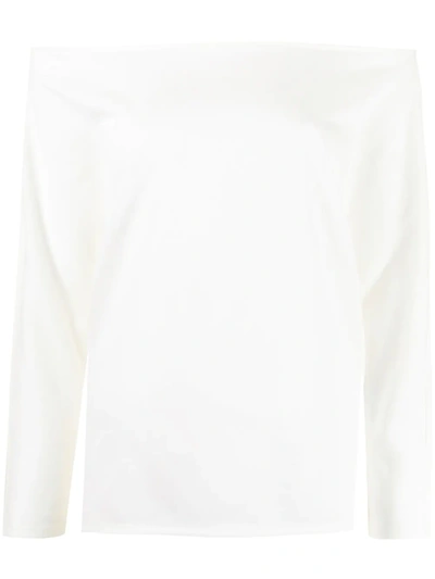 Goodious Off-shoulder Long-sleeved T-shirt In White