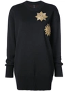 Vera Wang Metallic Patches Loose-fit Jumper - Black