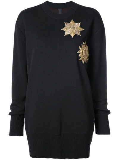 Vera Wang Metallic Patches Loose-fit Jumper - Black In Black