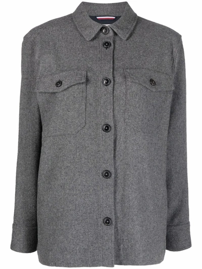 Tommy Hilfiger Button-down Shirt Jacket In Grey