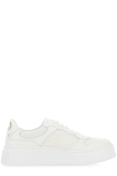 Gucci Gg-embossed Perforated-leather Trainers In White