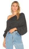 Free People Skyline Thermal Off The Shoulder Tee In Black