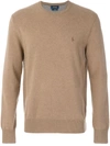 Polo Ralph Lauren Crew Neck Logo Sweater In Brown