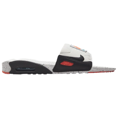 Nike Men's Air Max 90 Slide Sandals From Finish Line In White/turf Orange/aquamar
