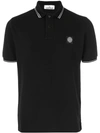 Stone Island Striped Trim Polo Shirt - Black