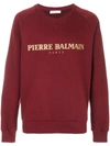 Pierre Balmain Logo Crew Neck Sweatshirt In Bourgogne