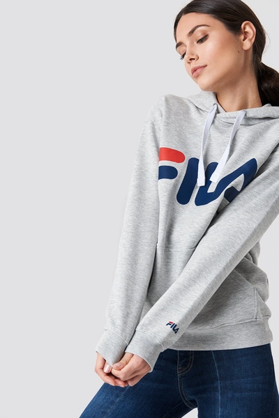 Fila Classic Logo Hoody Grey In Light Grey Melange Bros