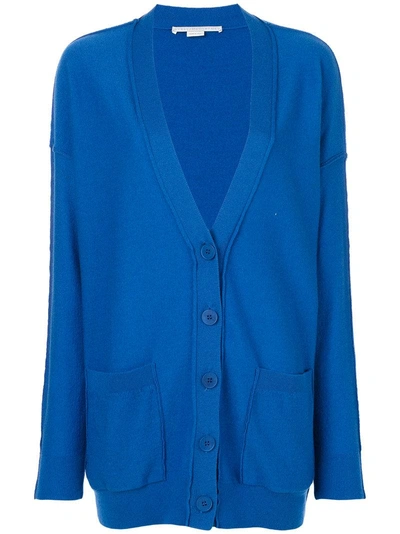 Stella Mccartney Deep V-neck Wool Cardigan In Blue