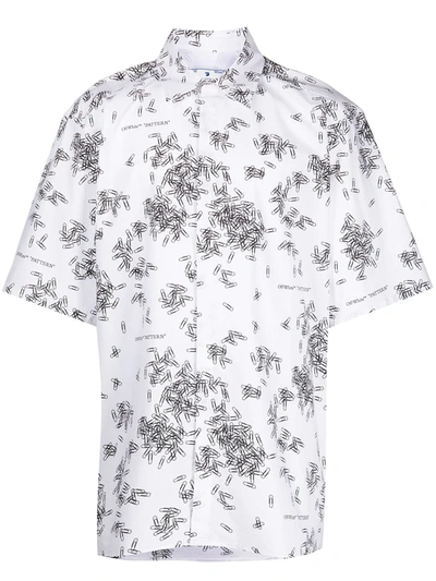 Off-white Mens White Blac Paperclip-print Short-sleeved Cotton Shirt Xs