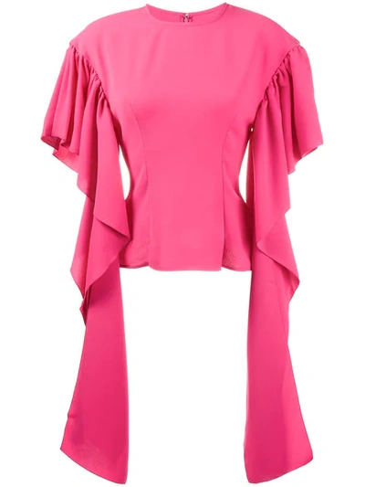 Rejina Pyo Kara Blouse With Long Drape Sleeves In Pink