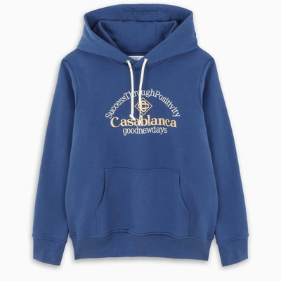 Casablanca Blue Embroidered Logo Hoodie