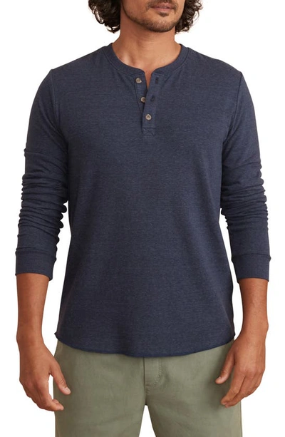 Marine Layer Double Knit Long Sleeve Henley In Navy