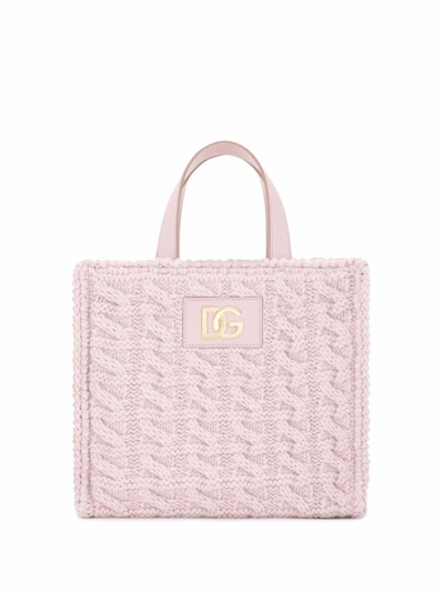 Dolce & Gabbana Knit Small Beatrice Shopper In Pink
