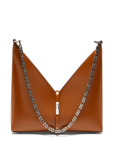 Givenchy Brown Box Leather Crossbody Bag  With Cut Out Detail In Beige