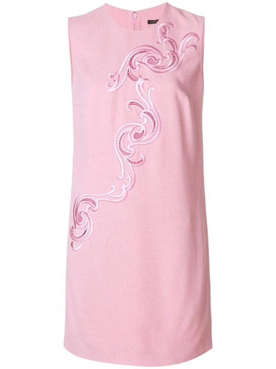 Versace Baroque Embroidered Dress In Pink