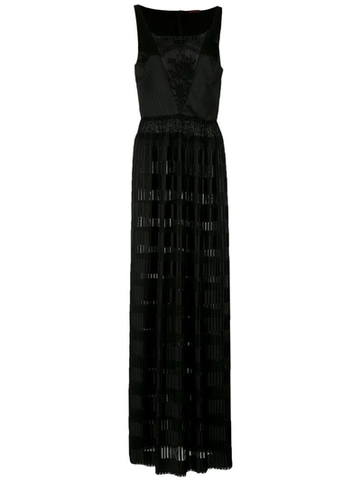 À La Garçonne Pleated Gown In Black