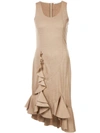 Givenchy Ruffled Wool Jersey Dress In Neutrals