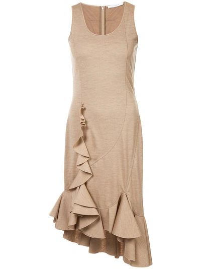 Givenchy Ruffled Wool Jersey Dress In Neutrals