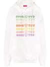 Ireneisgood White Cotton Hoodie With Rainbow Front Logo