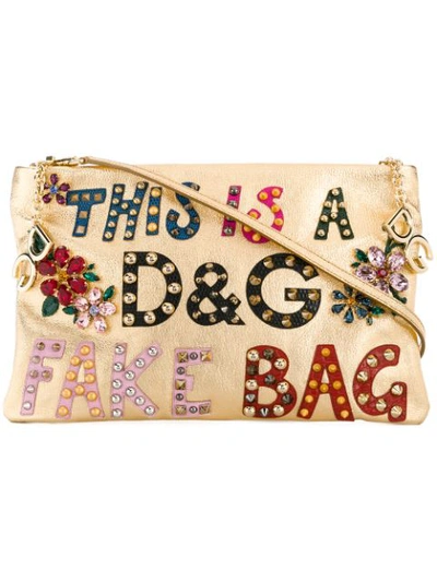 Dolce & Gabbana Cleo Appliqué Clutch Bag In Metallic