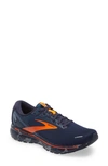 Brooks Ghost 14 Running Shoe In Navy/ Grey/ Orange