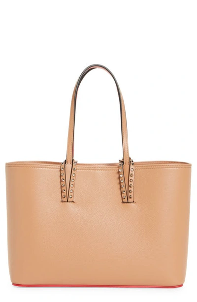 Christian Louboutin Small Cabata Calfskin Leather Tote In Nude/ Nude