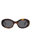 Celine Triomphe 54mm Oval Sunglasses In Havana Smoke