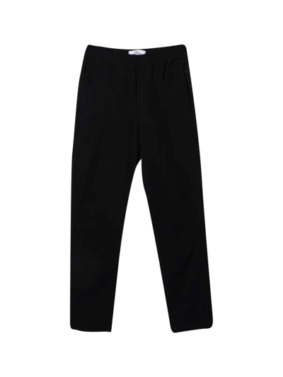 Stone Island Teen Mid-rise Straight-leg Trousers In Black