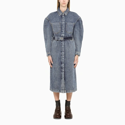 Remain Birger Christensen Denim Long Dress In Blue