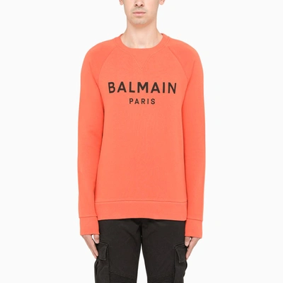 Balmain Orange Sweatshirt With Contrasting Logo