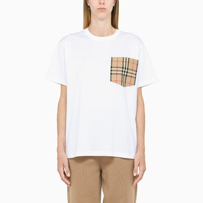 Burberry White T-shirt With Vintage Check Pocket