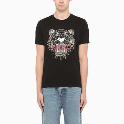 Kenzo Black T-shirt With Contrasting Logo Print