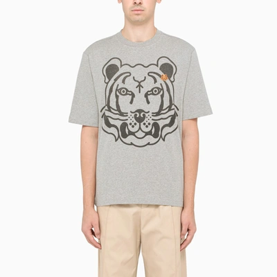 Kenzo Grey T-shirt With Contrasting Print In Grey