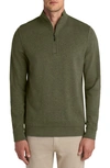 Bugatchi Reversible Quarter Zip Cotton Blend Pullover In Khaki