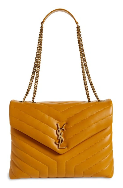 Saint Laurent Loulou Small Matelasse Calfskin Flap-top Shoulder Bag In 7621 Cheddar