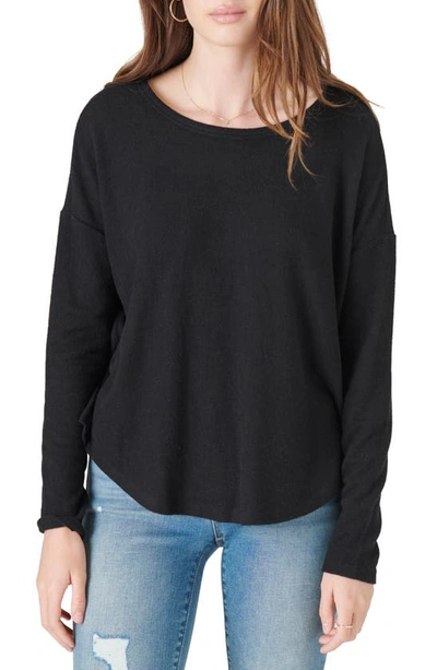 Lucky Brand Long Sleeve Cloud Jersey Top In Light Heather Gray