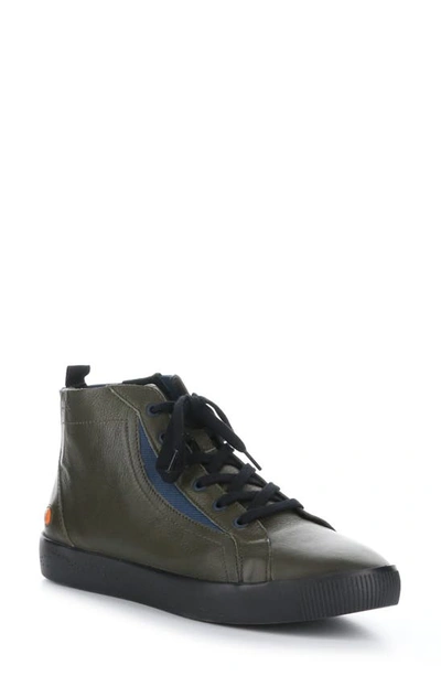 Softinos By Fly London Shy High Top Sneaker In 001 Army Smooth Leather
